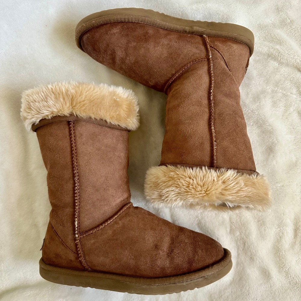 UGG Australia Classic Tall Suede Sheepskin Boots Chestnut Brown Women's Size 8